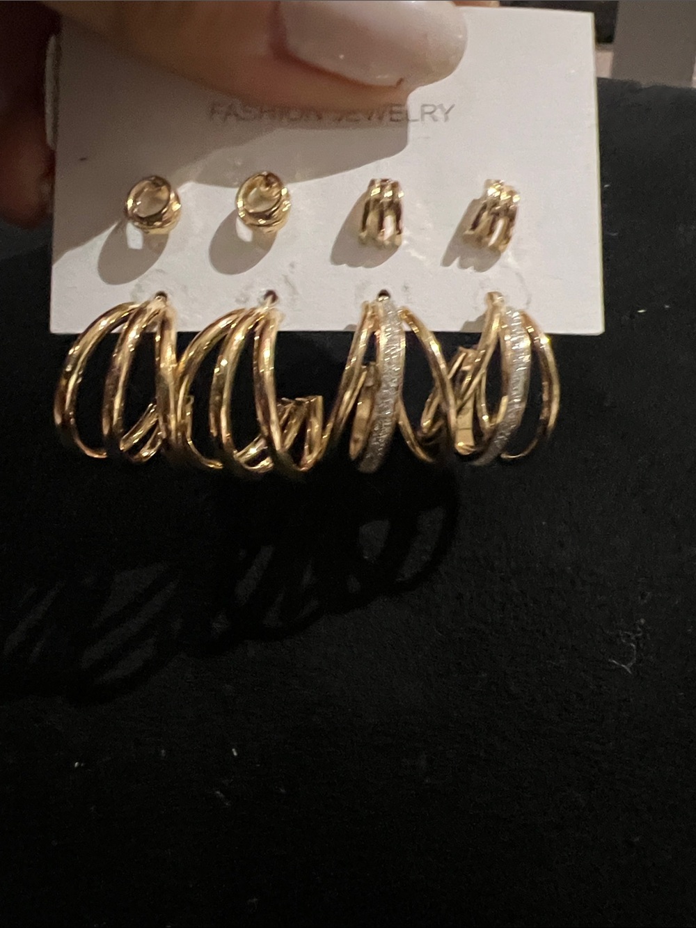 2Gold-Tonet Triple hoop  Multi Hoop Earring Set - Women's Jewelry 2 sets. 6 pc